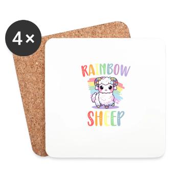 Rainbow Sheep LGBT Lesbisch Schwule Community Stolz - Untersetzer (4er-Set) - Weiß - Vorne