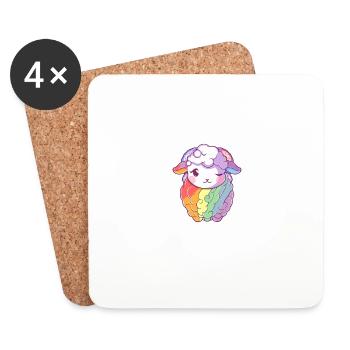 Je suis le mouton arc-en-ciel dans la famille LGBTQ Pride - Dessous de verre (lot de 4) - blanc - Devant