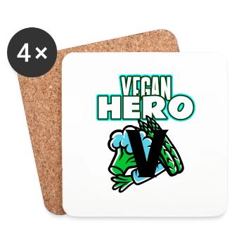 VEGAN HERO - Untersetzer (4er-Set) - Weiß - Vorne