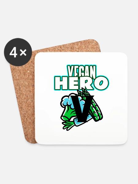 VEGAN HERO - Untersetzer (4er-Set) - Weiß