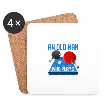 Ne sous-estimez jamais un vieil homme qui - Dessous de verre (lot de 4) - blanc - Devant