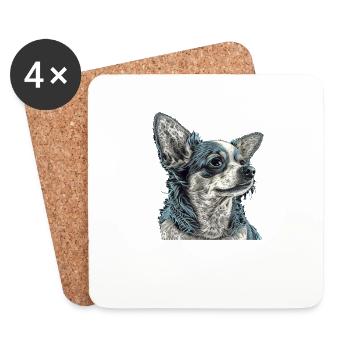 Beautiful Chihuahua | Pointillismus Art Motif Cute - Coasters (set of 4) - white - Front