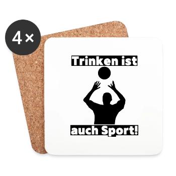 Trinken ist auch Sport! Party, Mallorca, JGA! - Untersetzer (4er-Set) - Weiß - Vorne