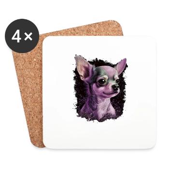 Chihuahua | Pink Jolie Rose Maman Femme ignon - Dessous de verre (lot de 4) - blanc - Devant