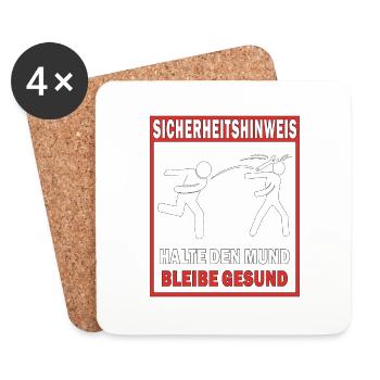 SICHERHEITSHINWEIS HALTE DEN MUND BLEIBE GESUN - Untersetzer (4er-Set) - Weiß - Vorne