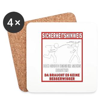 SICHERHEITSHINWEIS ICH GEBE IMMER MEIN BESTES - Untersetzer (4er-Set) - Weiß - Vorne