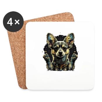 Chihuahua | Ukraine Peace & Love Flag Help Dog - Coasters (set of 4) - white - Front