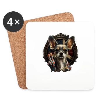 Chihuahua | Ukraine Peace & Love Flag Help Dog - Coasters (set of 4) - white - Front