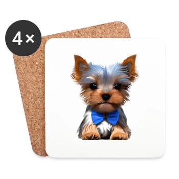 Puppy Yorkshire Terrier Dog Propriétaire - Dessous de verre (lot de 4) - blanc - Devant