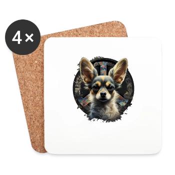 Chihuahua | Ukraine Peace & Love Flag Help Dog - Coasters (set of 4) - white - Front