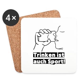 Trinken ist auch Sport! Party, Mallorca, JGA! - Untersetzer (4er-Set) - Weiß - Vorne