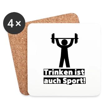 Trinken ist auch Sport! Party, Mallorca, JGA! - Untersetzer (4er-Set) - Weiß - Vorne