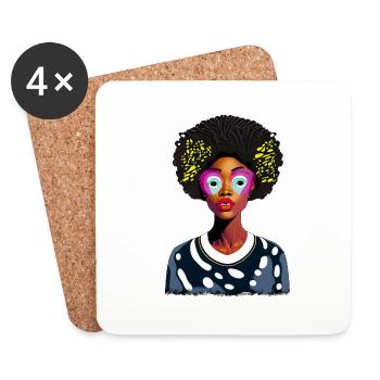 African lady with afro - Coasters (set of 4) - white - Front