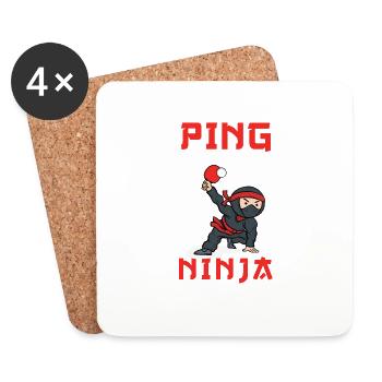 Ping Pong Ninja Ping Pong Tennis de table drôle - Dessous de verre (lot de 4) - blanc - Devant