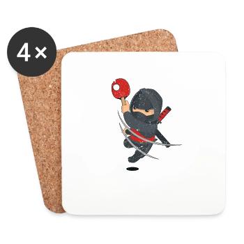 Ping Pong Ninja Lover Drôle Joueur de Tennis de Table - Dessous de verre (lot de 4) - blanc - Devant
