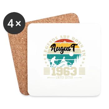 August 1963. Birthday gift August 1963. August - Coasters (set of 4) - white - Front