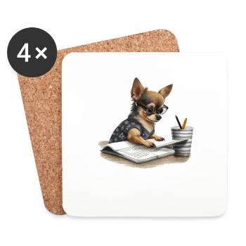 Chihuahua | Home Office Job Work Laptop Tie Funny - Coasters (set of 4) - white - Front