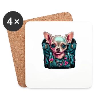 Chihuahua rose | pink Sac à main chiot mignon - Dessous de verre (lot de 4) - blanc - Devant