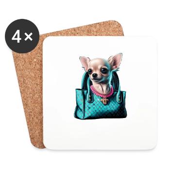 Chihuahua | c Handtasche Welpe Girlie Hunde-Mama - Untersetzer (4er-Set) - Weiß - Vorne