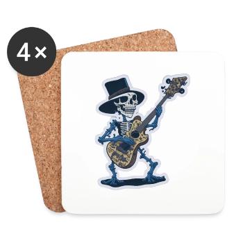 Cooles Skelett mit Gitarre Lustig - Untersetzer (4er-Set) - Weiß - Vorne