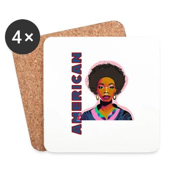 Femme noire américaine - Dessous de verre (lot de 4) - blanc - Devant