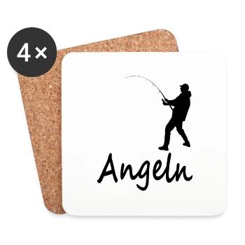 Angeln fischen Fischerei Angelhaken Geschenkidee - Untersetzer (4er-Set) - Weiß - Vorne