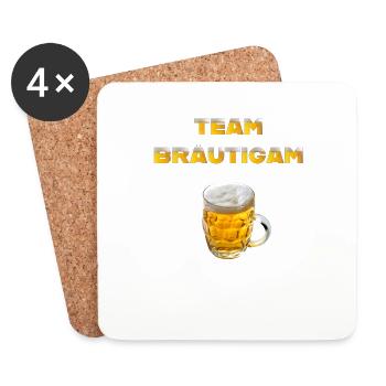 Team Bräutigam mit Bierkrug - Untersetzer (4er-Set) - Weiß - Vorne