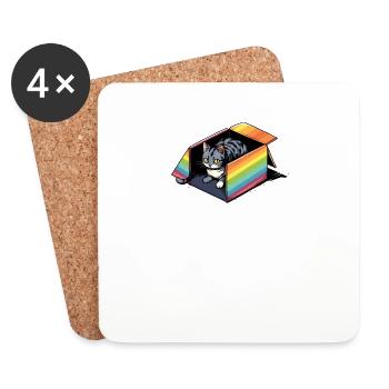 Katze in der Box Regenbogen LGBT Transgender Regenbogen - Untersetzer (4er-Set) - Weiß - Vorne