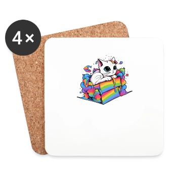 Cool Pet Arc-en-ciel LGBT Lover Group Pride Lesbian - Dessous de verre (lot de 4) - blanc - Devant