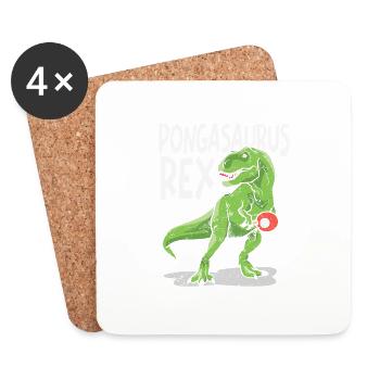 Pongasaurus Rex Ping Pong Master Table Drôle - Dessous de verre (lot de 4) - blanc - Devant