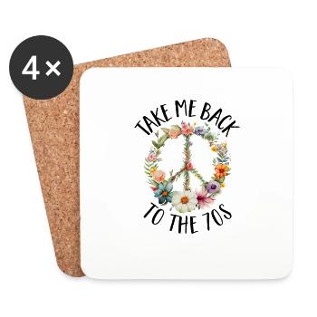 Hippie Peace Sign Peace Flowers Flower Child - Dessous de verre (lot de 4) - blanc - Devant