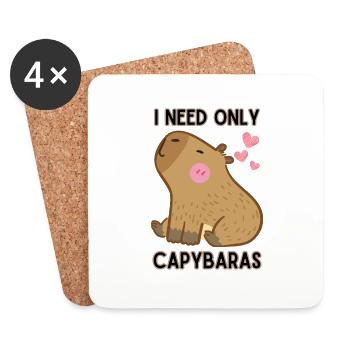 I only need capybaras I love capybaras - Coasters (set of 4) - white - Front
