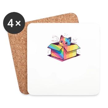 Transgender Cat Lover Cool Rainbow Lesbian Gay Pun - Coasters (set of 4) - white - Front