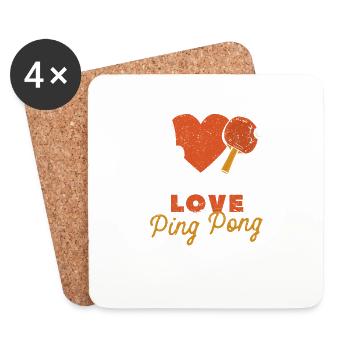 Peace Love Ping Pong Funny Table Tennis Lovers - Coasters (set of 4) - white - Front