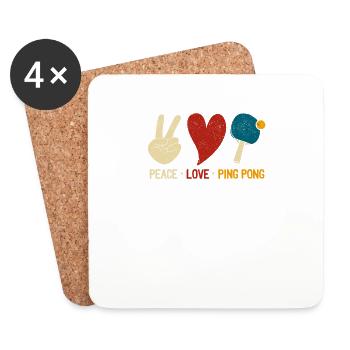 Peace Love Ping Pong Funny Table Tennis Lovers - Coasters (set of 4) - white - Front
