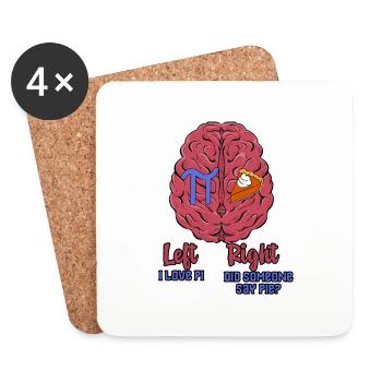 À gauche j’aime Pi, à droite quelqu’un a-t-il dit tarte 4 - Dessous de verre (lot de 4) - blanc - Devant