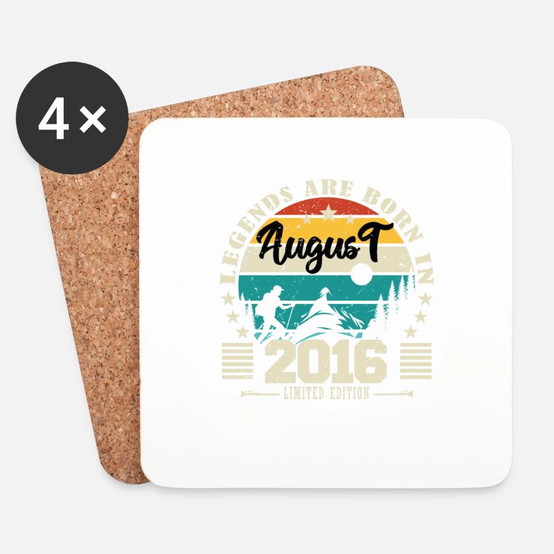 August 2016. Geburtstagsgeschenk August 2016. August - Untersetzer (4er-Set) - Weiß
