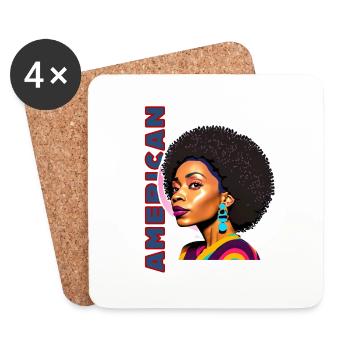 Black woman with American lettering - Coasters (set of 4) - white - Front