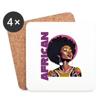 Black Woman mit Schriftzug African - Untersetzer (4er-Set) - Weiß - Vorne