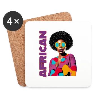 Black Woman mit Schriftzug African - Untersetzer (4er-Set) - Weiß - Vorne