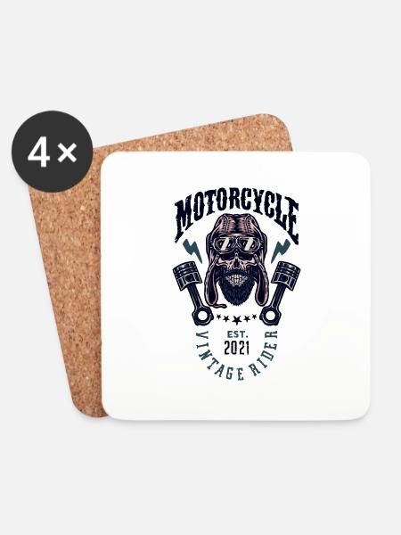 rider skull - Coasters (set of 4) - white