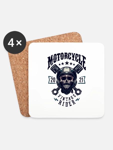rider skull - Coasters (set of 4) - white