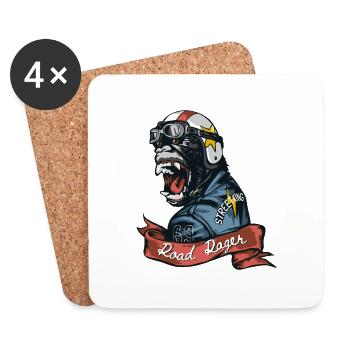 Road-Rager-Slogan mit Gorilla - Untersetzer (4er-Set) - Weiß - Vorne
