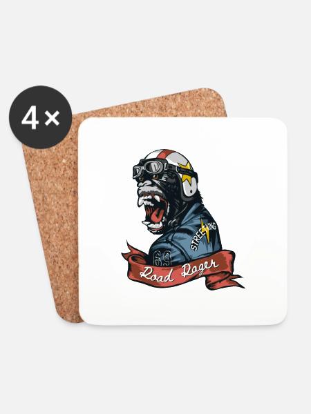 Road rager slogan with gorilla - Coasters (set of 4) - white