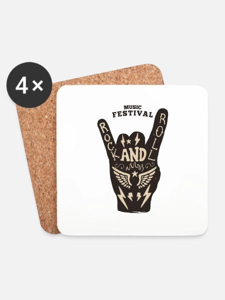 Rock and roll party poster - Coasters (set of 4) - white