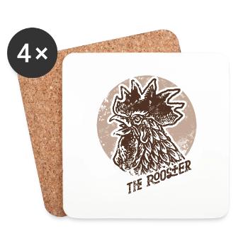 Ancien cachet du coq - Dessous de verre (lot de 4) - blanc - Devant