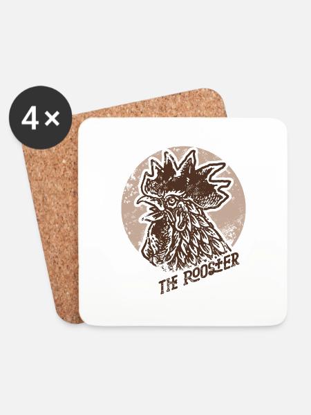 rooster old stamp - Coasters (set of 4) - white