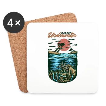 Crâne dans la mer - Dessous de verre (lot de 4) - blanc - Devant
