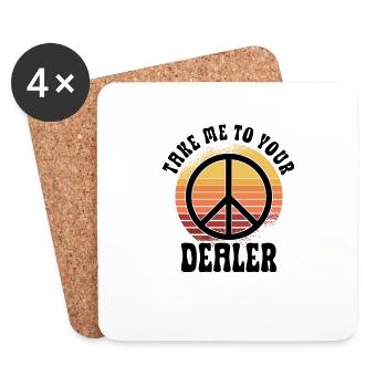 Hippie Peace Sign Peace Flowers Flower Child - Dessous de verre (lot de 4) - blanc - Devant