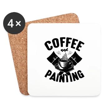 Coffee And Painting Craftsmanship Paint Painters - Coasters (set of 4) - white - Front
